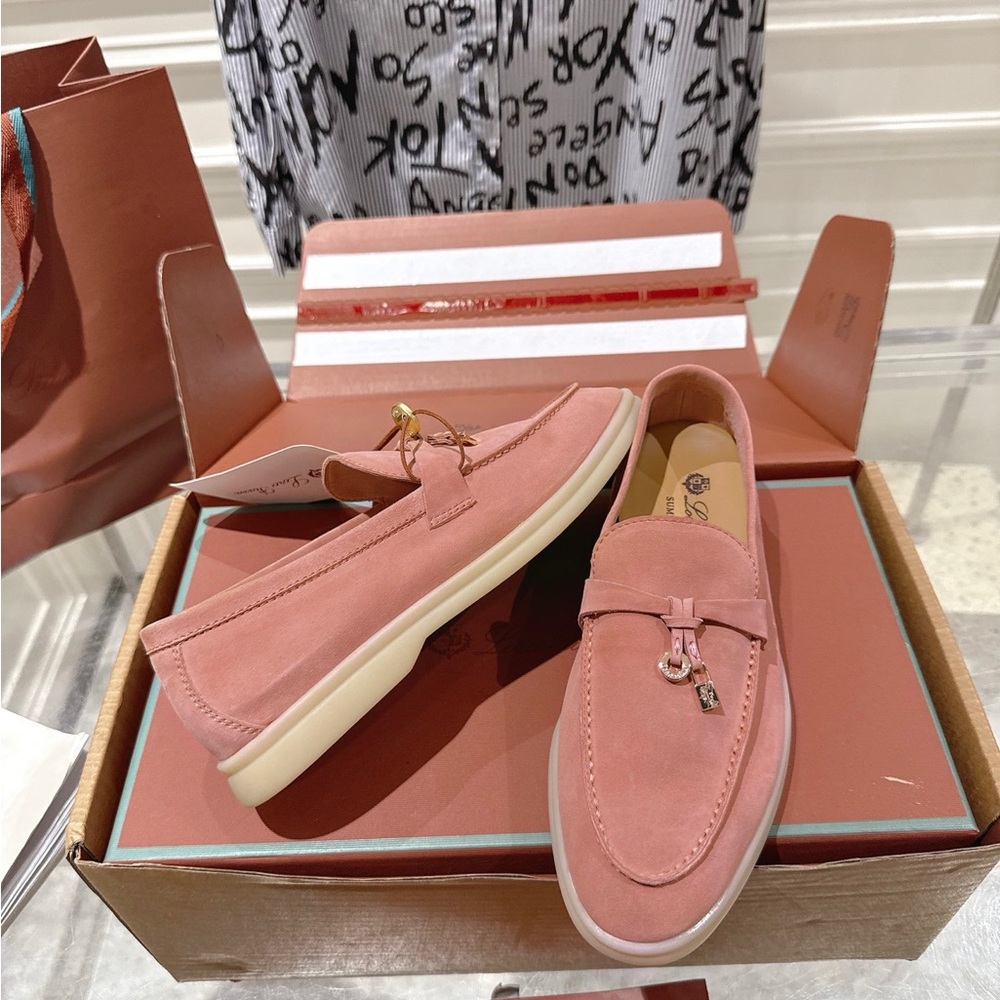 💗 Blush Pink Loro Piana Loafers | Summer Walk Suede Flats 👡 - Picture 5 of 8
